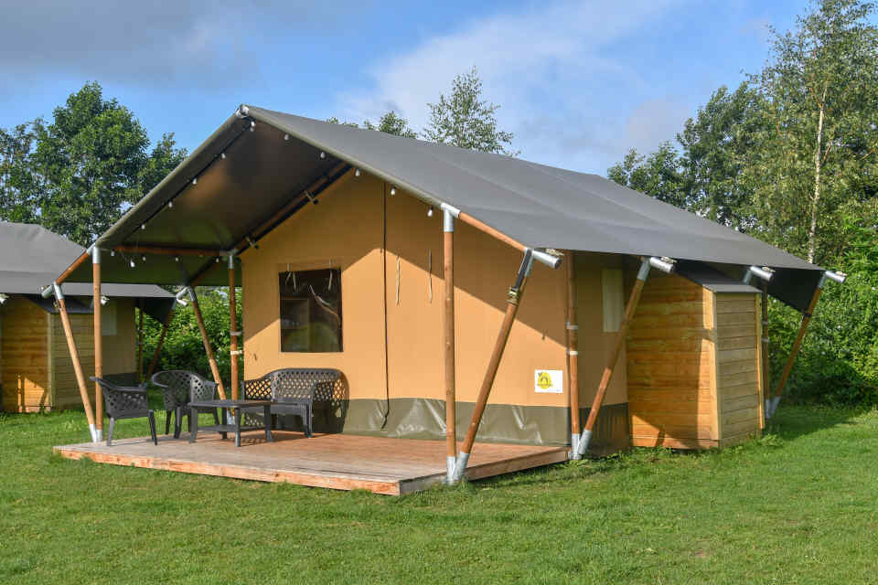 Hen Shetland kaas Camping Emmen - Safaritent 6 personen incl. toilet